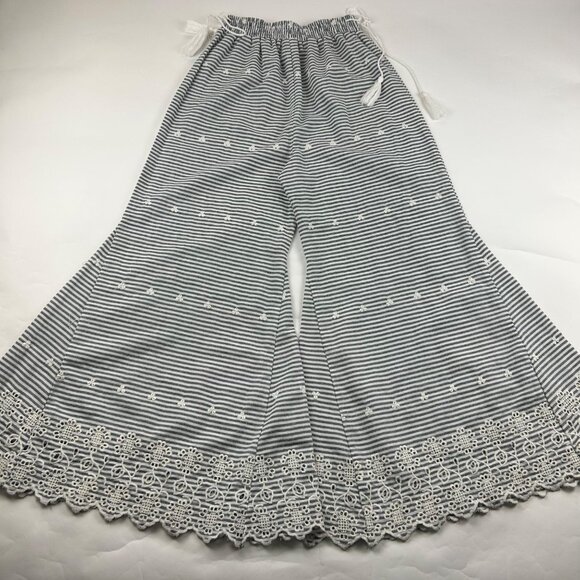 Angie Striped Cotton Eyelet Flared Pant S - Picture 4 of 6